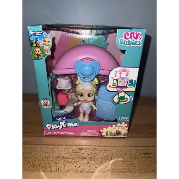 Cry Babies PlayTime Chloe’s Kitchen Mini Doll Playset Toy New 13+ pcs Light Skin - Picture 1 of 7